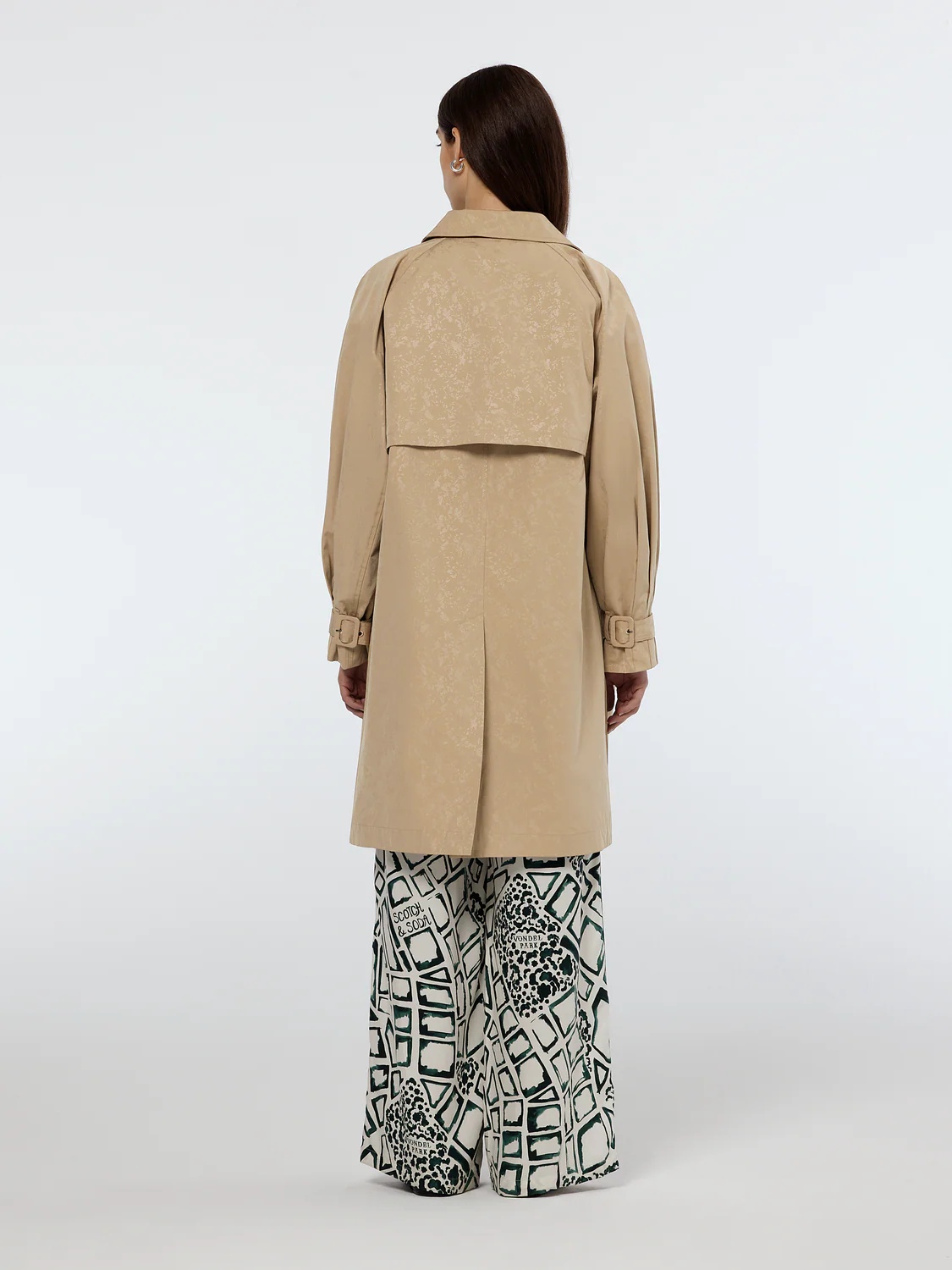 Floral Embossed Cotton Blend Car Coat - Image 4