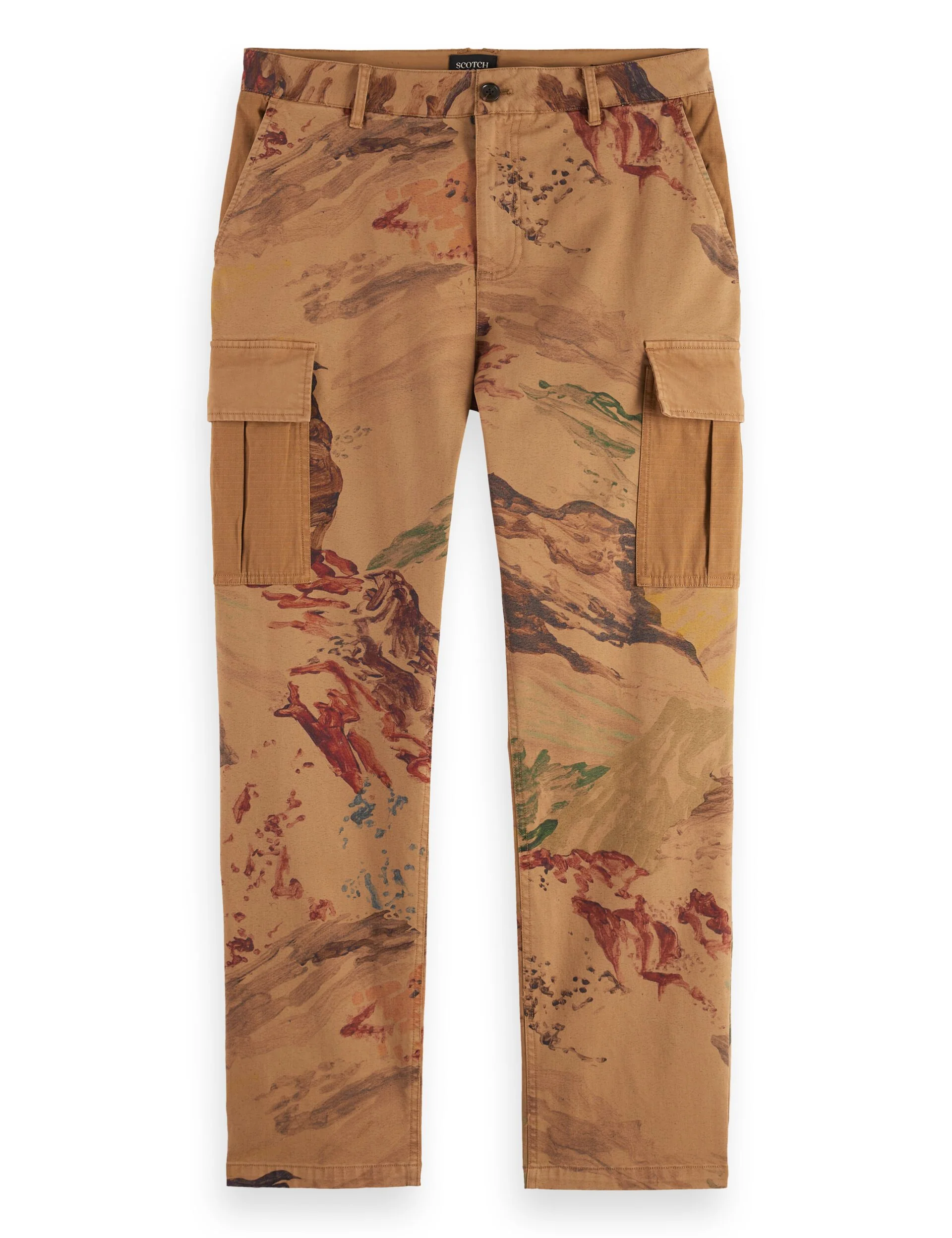 Harper-Printed garment-dyed cotton blend loose tapered cargo - Image 5