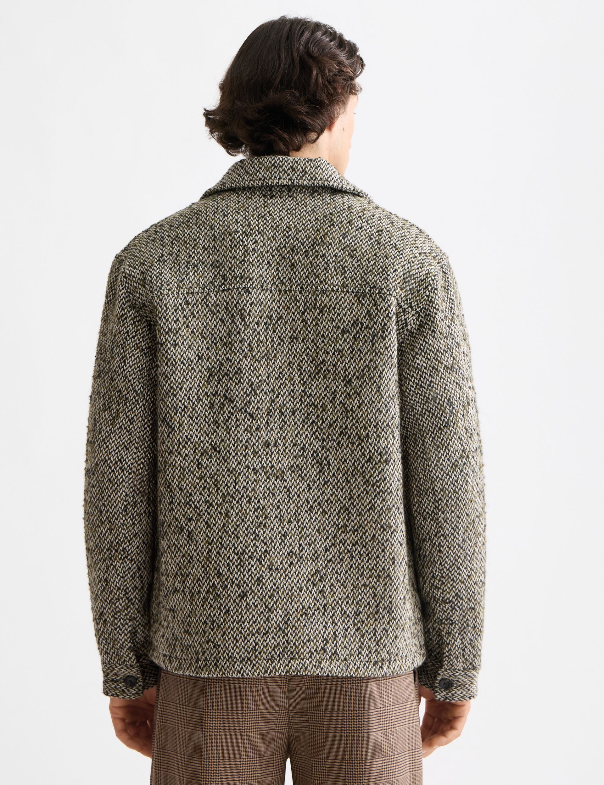 Multicoloured tweed wool-blend overshirt - Image 3