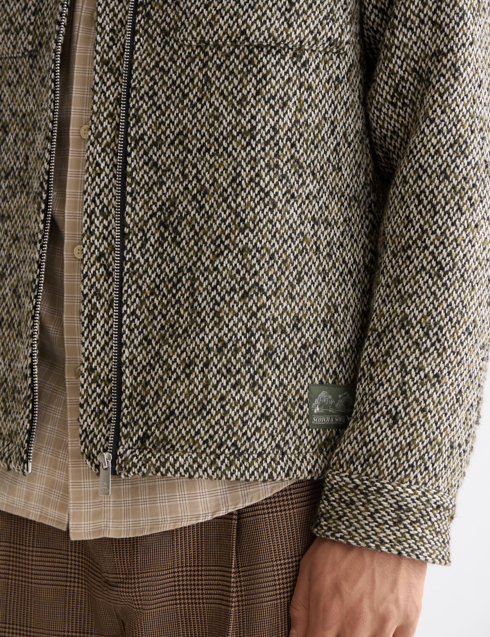 Multicoloured tweed wool-blend overshirt - Image 4