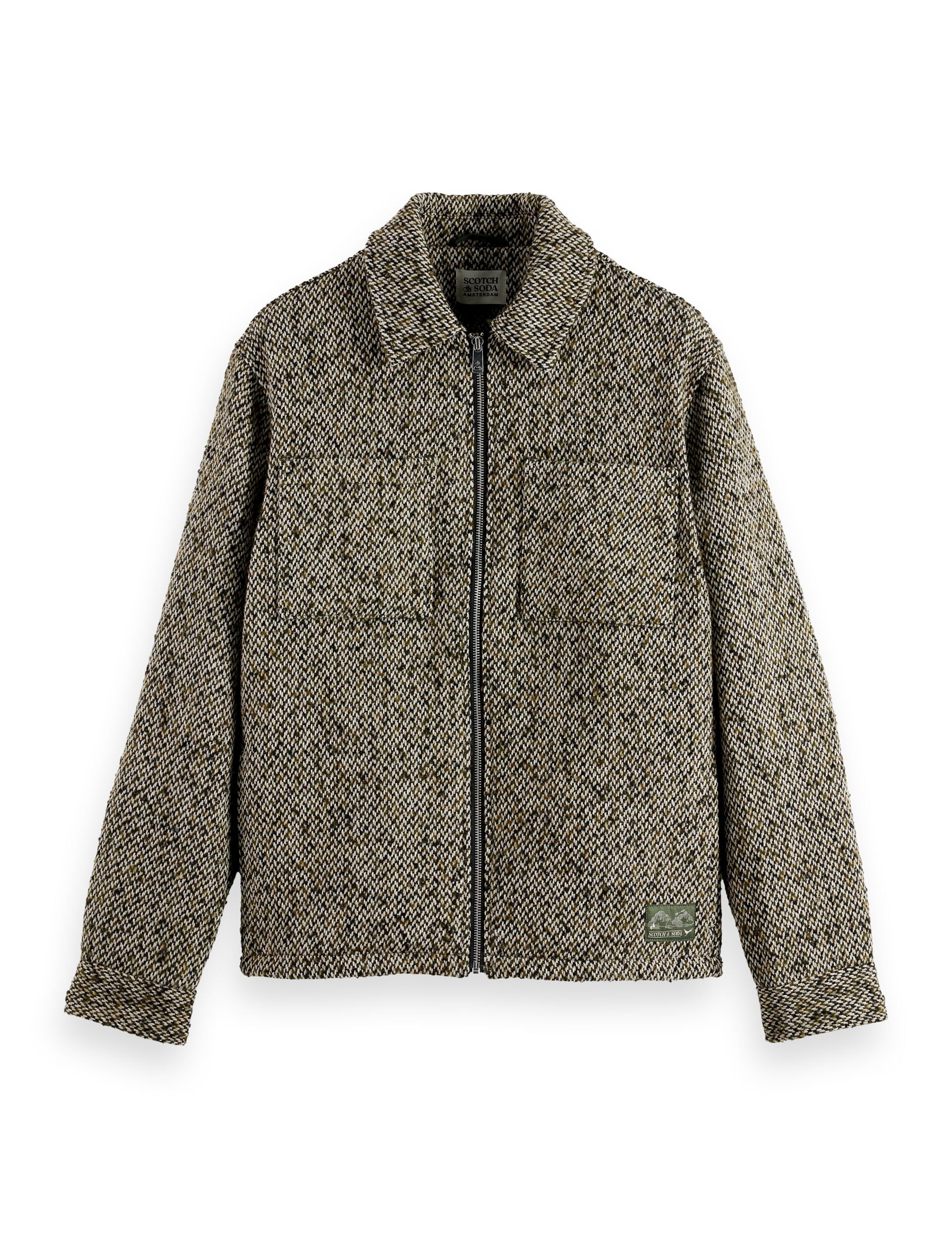 Multicoloured tweed wool-blend overshirt - Image 5