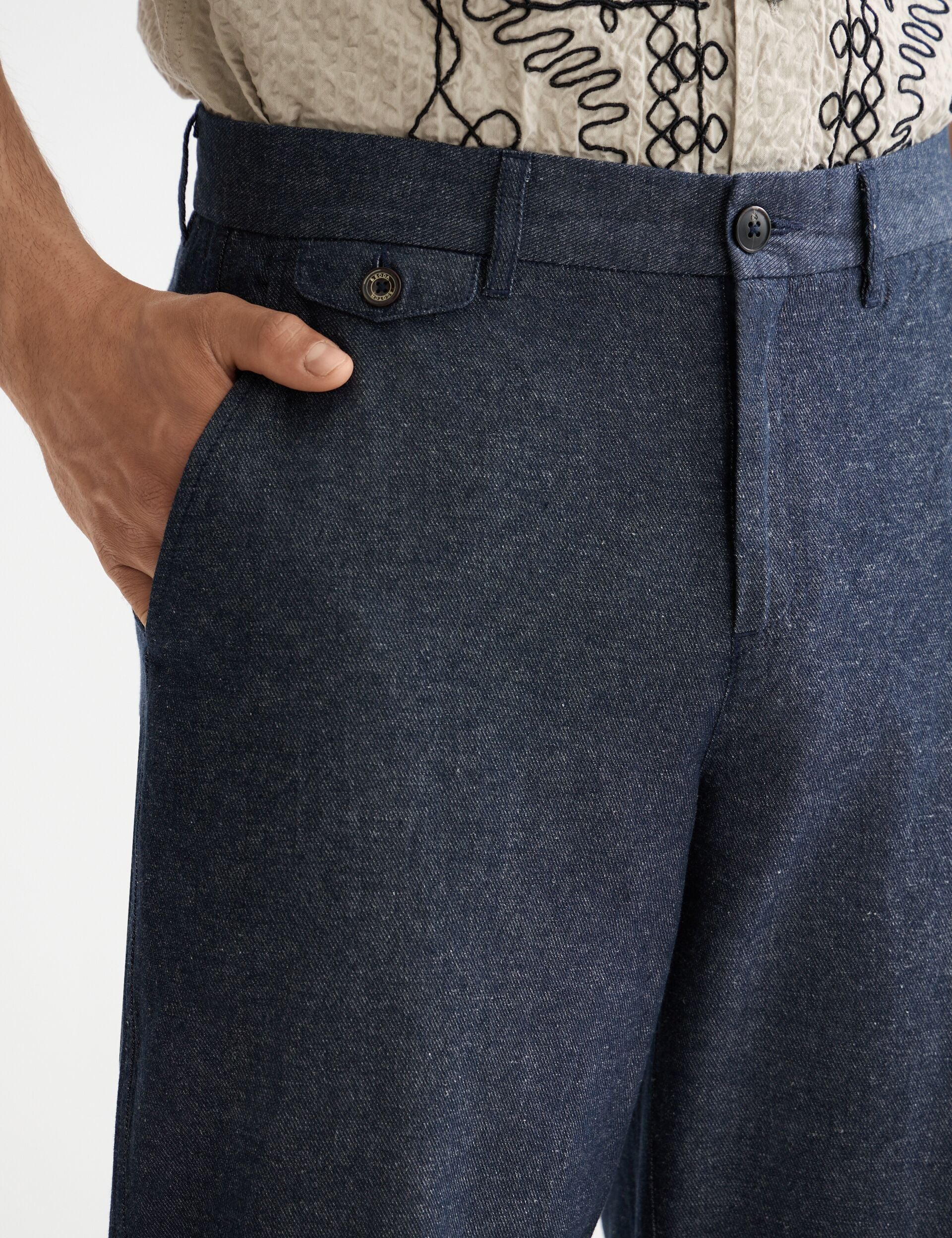 Otis - Cotton linen twill relaxed straight fit chino - Image 4
