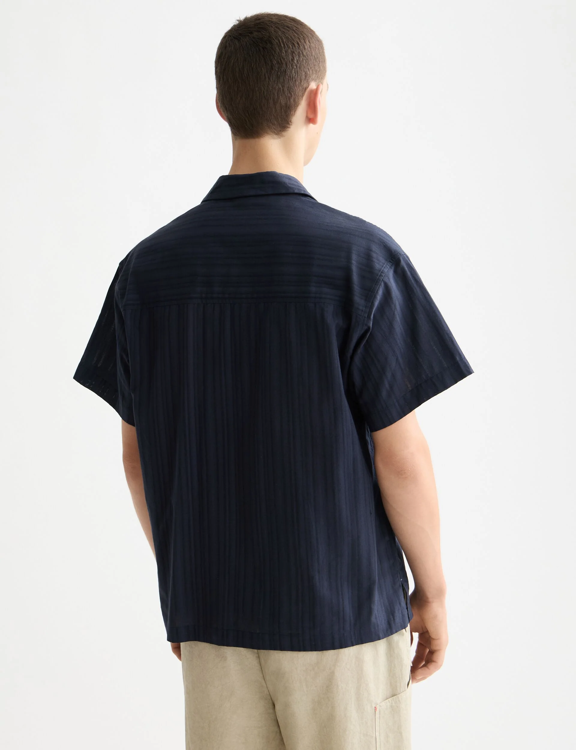 Structured-stripe short-sleeved shirt - Image 3