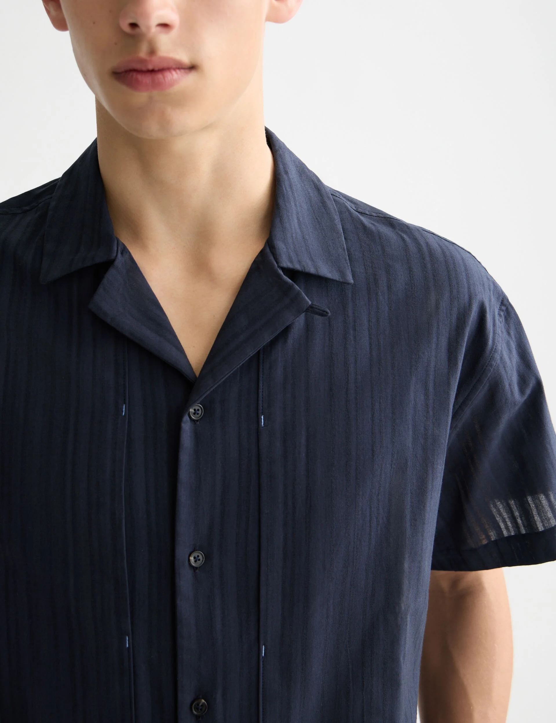 Structured-stripe short-sleeved shirt - Image 4