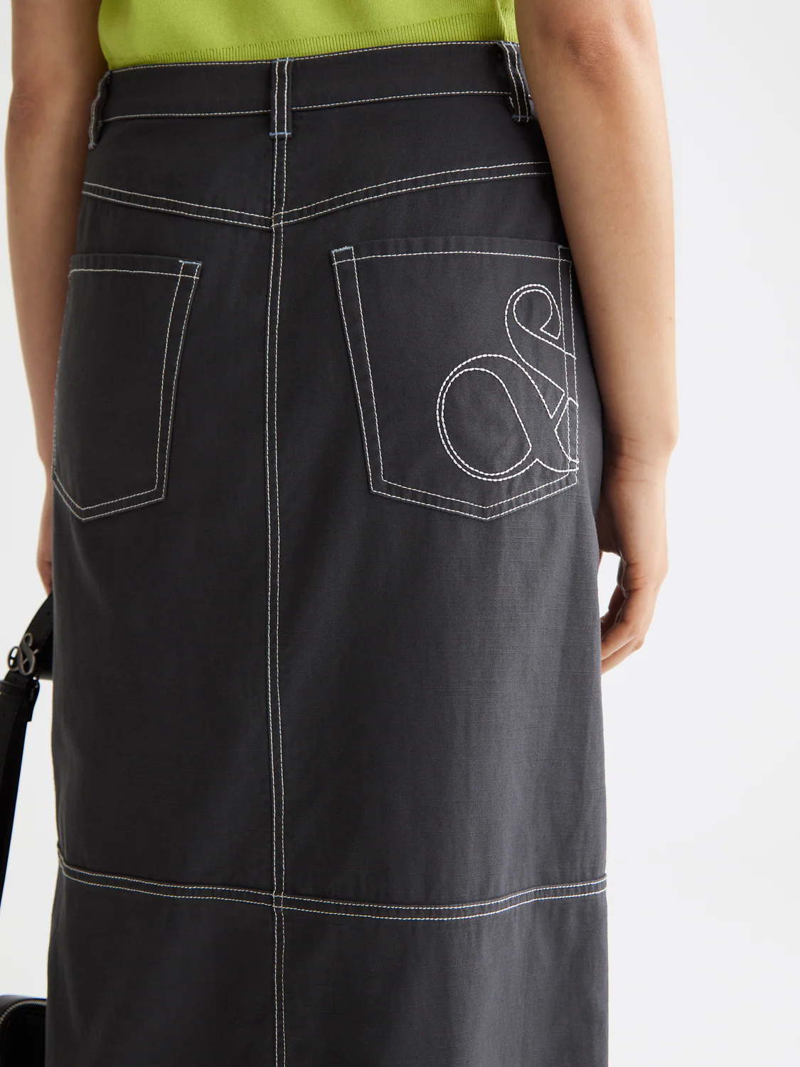 Workwear Midi Skirt With Front Slit - Image 5